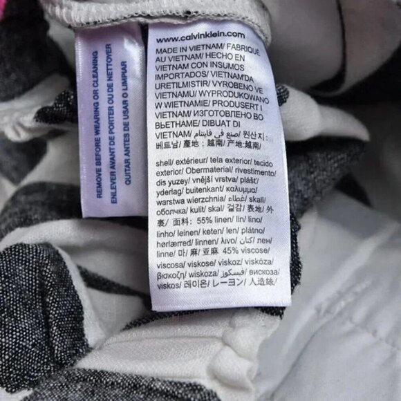 Calvin Klein Linen Blend Shorts High Waist Striped Belted Grey White Size 2 - Picture 5 of 5